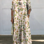Vintage Style Summer Floral And Bough Pattern Printed Women's Pocket Cotton Dress