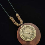 Women's Ethnic Style Wood And Alloy Long Chain Necklace