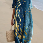 Night Sardine Fish Art Printed Women's Flowy Dress