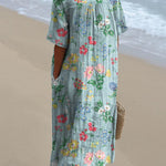 Retro Style Summer Floral Pattern Printed Women's Flowy Dress