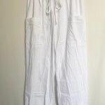 High-waisted Buttoned Cotton and Linen Pants Cropped Pants