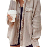 Women's Fall Casual Lapel Neck Patchwork Irregular Shirt Jacket