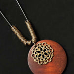 Women's Ethnic Style Wood And Alloy Long Chain Necklace