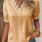 Women's Hollow Short Sleeve European and American Dress Shirt