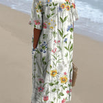 Women's Vintage Lovely Floral Art Print Casual Flowy Dress