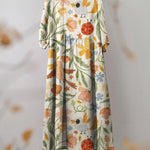 Women's Vintage Cute Floral Print Pocket Cotton Dress