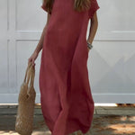 Women's Turndown Collar Linen Pocket Dress