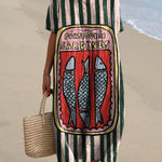 Women's Canned Pink-green Striped Sardines Watercolor Splash Fluid Art Print Flowy Dress