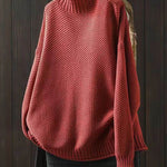 Women's Retro Solid Color Loose Elegant Half Turtleneck Casual Pullover Knitted Sweater