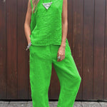 Women's Tank And Casual Pants Linen Cotton Suit