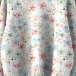 Lovely Floral Art Print Knit Turtleneck Pullover Sweater