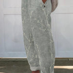 Women's Flowers And Leaves Art Pattern Printed Cotton And Linen Casual Pants