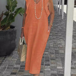 Women's Cotton And Linen Dress With Strappy Back And Flying Sleeves