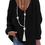 Sweater V-neck Long Sleeve Knitted Top