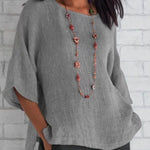 Crewneck Cotton and Linen Shirt Top