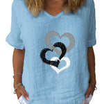 Women's Love  Art Print Cotton & Linen  Casual Top