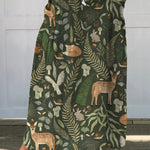 Lively Woodland Pattern Printed Women's Linen Pocket Skirt