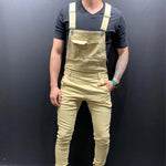 Men's Solid Color Denim Overalls
