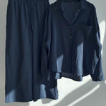 Women's Solid Color Loose Elegant High Waist Casual Cotton And Linen Suit
