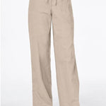 Women's Solid Colour Tie Casual Wide Leg Linen Pants