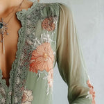 Bohemian Floral Printed Lace Blouse