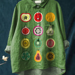 Slice Summer Fruit Graphic Printed Women's Casual Cotton And Linen Shirt