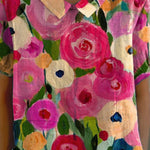 Vibrant Summer Garden Art Printed Women's Casual Cotton And Linen Shirt