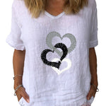 Women's Love  Art Print Cotton & Linen  Casual Top