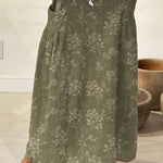 Women's Vintage Floral Linen Elastic waistband Pocket Skirt