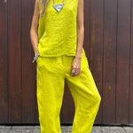 Women's Tank And Casual Pants Linen Cotton Suit