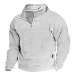 Men's Outdoor Cotton Blend Waffle Stand Collar Zipper Long Sleeve Sweatshirt