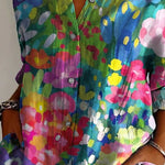 Women's Vintage Lovely Floral Art Print Casual Cotton Shirt