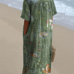 Woodland And Animals Pattern Printed Women's Flowy Dress