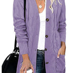 Loose Twist-button Jacket and Casual Knitted Cardigan