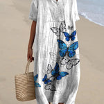 Women's Vintage Lovely Butterflies Art Print Flowy Dress