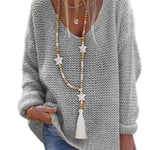 Sweater V-neck Long Sleeve Knitted Top