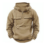 Men's Vintage Thickened Warm Multi-pocket Loose Long Sleeve Hoodie