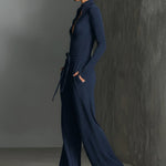 Women's Elegant Knit Sparkling Zipper Front Jumpsuit
