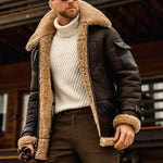 Men's Vintage Winter Lambswool Warm Lapel Multi-pocket Thick Coat