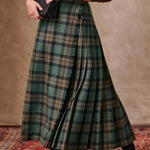 Women's Scottish Plaid Pleated Cotton Skirt