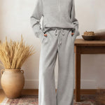 Women's Two-piece Set Half-zip Sweatshirt Wide-leg Pants Casual Suit.