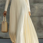 Women's Stylish Casual Satin Knit Pleated Maxi Dress