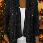 Retro-elegant Irregular Hem Shimmering Knit Cardigan