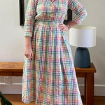Women's Rainbow Plaid Cotton Dress