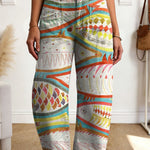 Women's Geometry Fish Color Gradient Art Print Casual Cotton Trousers With Pockets