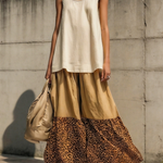 Casual Leopard Print Color-block Loose Cotton Two-piece Set