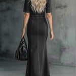 Casual Zippered Denim Fishtail Dress