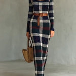 Women's Retro Plaid Sweater Dress