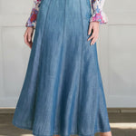 Women's High-waisted Loose-fitting Denim-look A-line Skirt