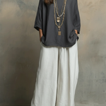 Cozy Cotton-linen Irregular Top And Wide-leg Pants Two-piece Set
